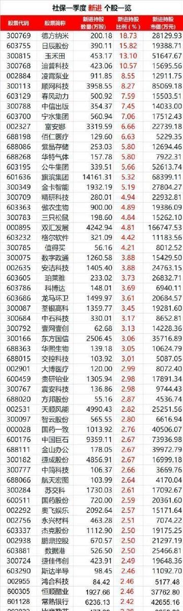 社保基金持仓股名单最新，深度分析与展望